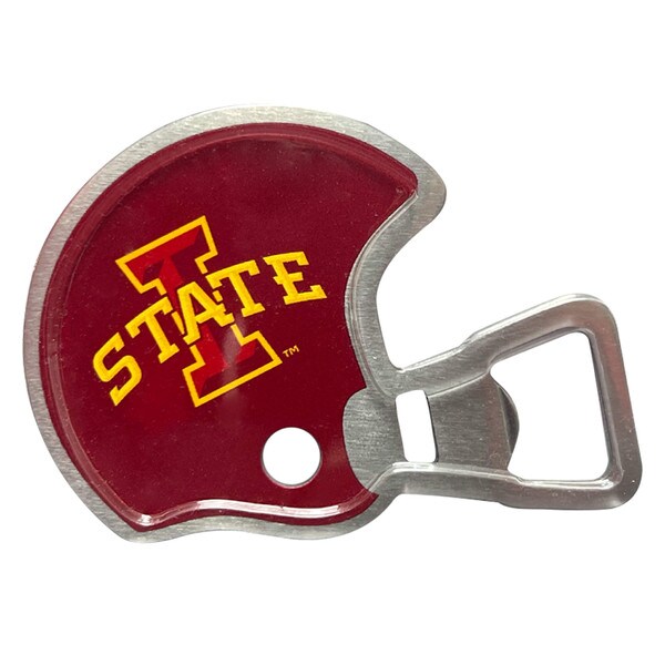 I-State Helmet Cardinal & Gold Bottle Opener (4"x3")